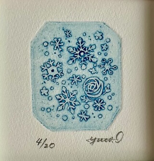 ミニ版画　Snowflakes