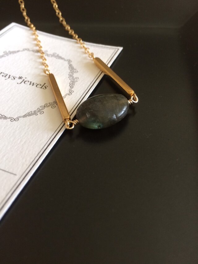 14kgf Labradorite Oval necklaceの画像1枚目