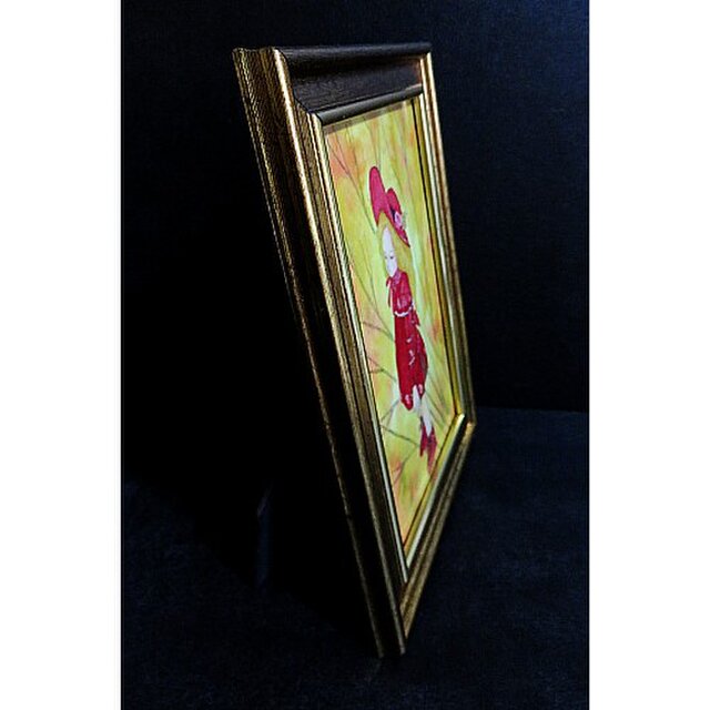 額付き水彩（原画）「赤い服の少女」 | iichi 日々の暮らしを心地よく