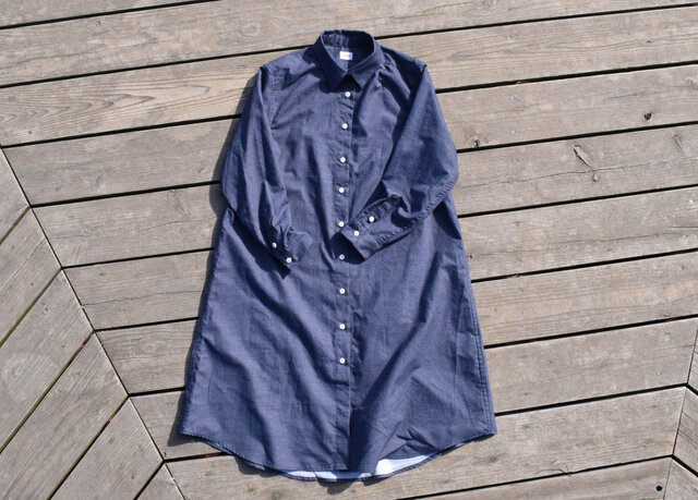 『warm blue』 shirt onepiece 播州織 シャツワンピースの画像1枚目