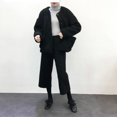 en-en・もこもこループ・エコファー・ジャケット・黒の画像1枚目