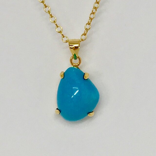 天然トルコ石(ターコイズ)ネックレス5.95ct☆スリーピングビューティー産の原石から磨いた1点ものの画像1枚目