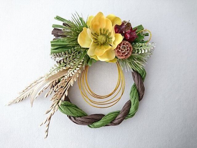 お早めに！しめ縄リース ※ナチュラルグリーン※ お正月かざり しめ縄 手作り おしゃれ ナチュラル 送料込 リース