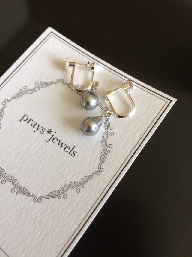 Silver925 Vintage baroque drop pearls earringsの画像1枚目