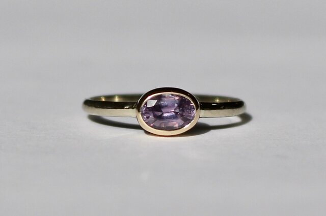 No heat Purple Sapphire ring / K10YG & WGの画像1枚目