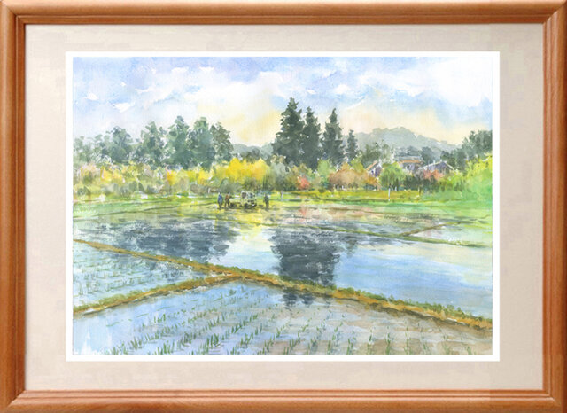 水彩画原画　信州の春 水彩画原画 信州の春 ＃459 絵画 syoumei 通販 11679975｜Creema