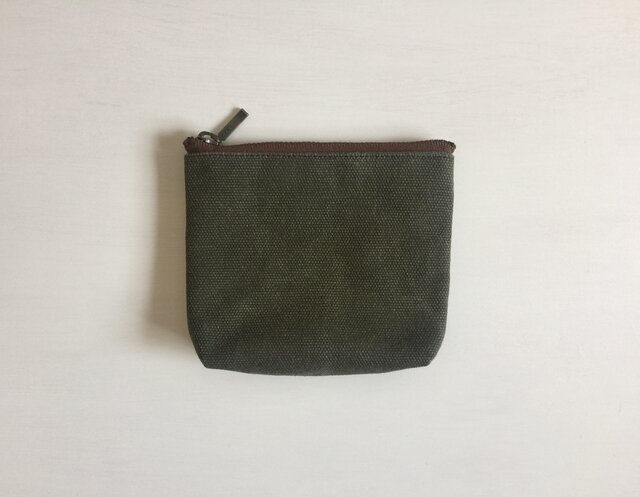 帆布 ミニファスナーポーチ used加工帆布の画像1枚目