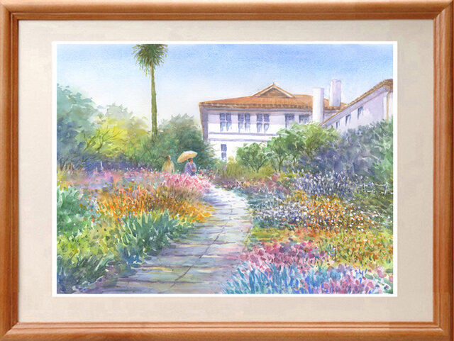 水彩画原画 庭園・港の見える丘公園の画像1枚目