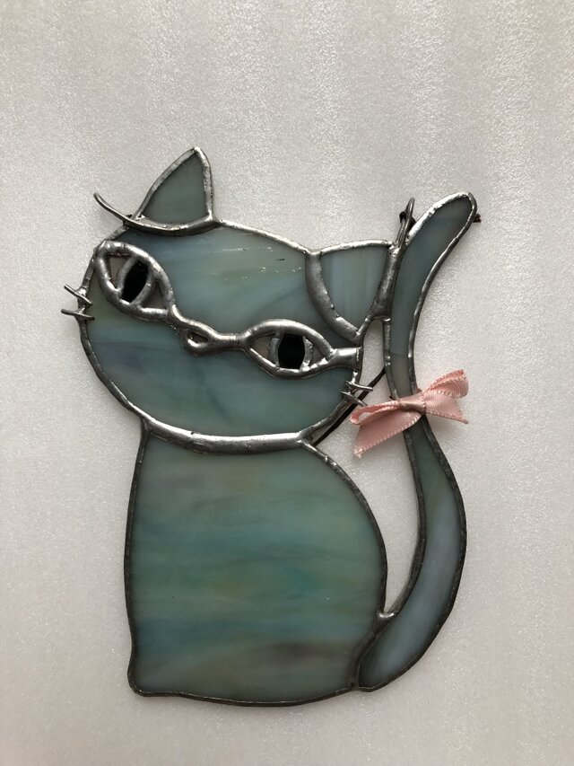 アメリカ ステンドグラス Cat 猫シカゴ美術館グラスマスターズ社にゃんこ アメリカ ステンドグラス Cat 猫シカゴ美術館グラスマスターズ社