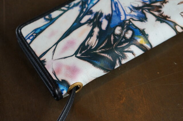 絞り染めLEATHERお財布bag-#navy3-color《送料無料》の画像1枚目