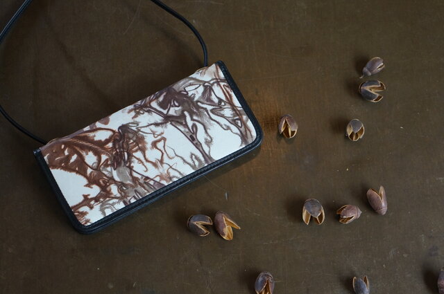 絞り染めLEATHERお財布bag-#choco-color《送料無料》の画像1枚目