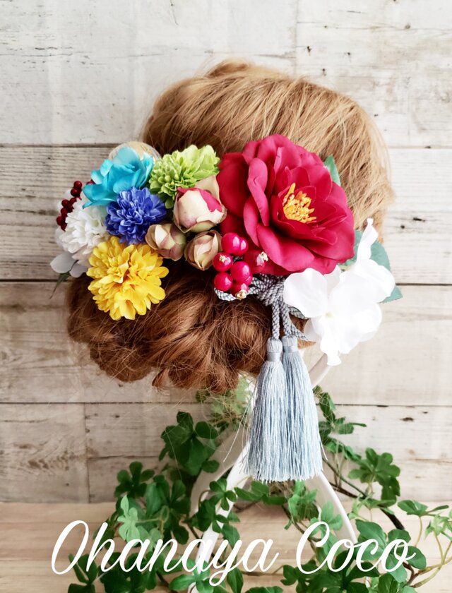 大正ロマン はんなり椿の髪飾り15点Set No380