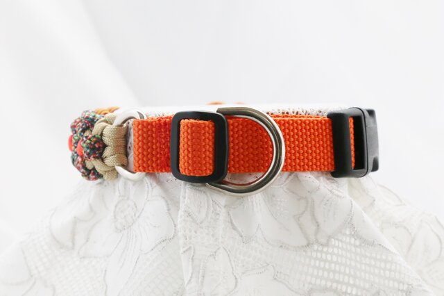 パラコード❥首輪❥　わんちゃん用首輪　水色　№020 8色 パラコード の 首輪 わんちゃん ハンドメイド 散歩 大型犬