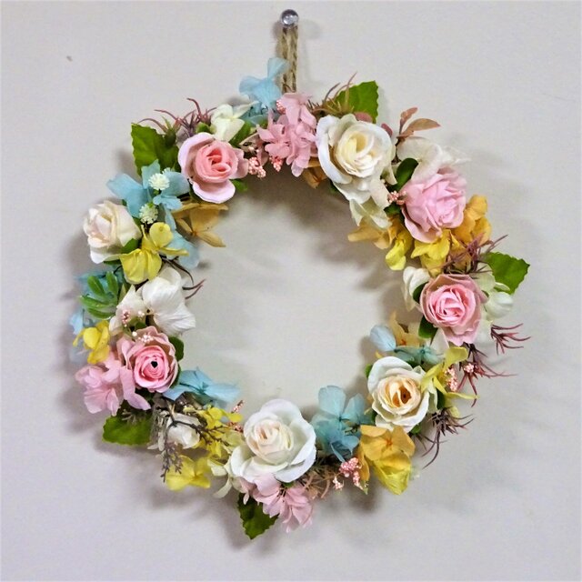 薔薇と紫陽花のリースの画像1枚目