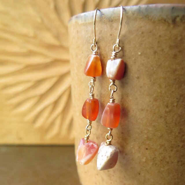 アンティーク　古代カーネリアン　×３　ピアス＆イヤリング 　千世 chitose