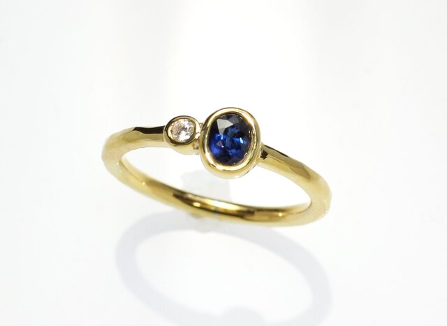K10YG ブルーサファイア&ダイヤモンドリング 0.35ct&0.03ctの画像1枚目