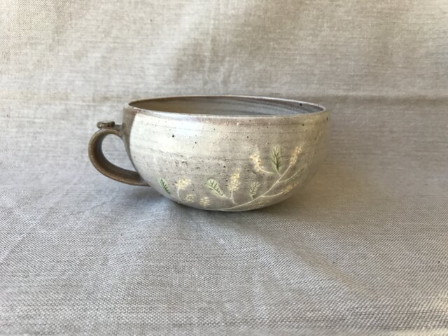 粉ひきのスープボウル(ミモザ柄)の画像1枚目