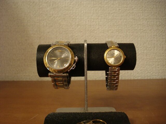 バレンタインデーに 左男性用、右女性用トレイ付きブラック腕時計スタンド No.130226 iichi ハンドメイド・クラフト作品・手仕事品の通販
