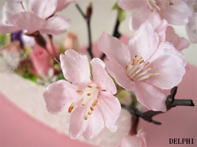 桜とうさぎの羽子板飾り　ハンドメイド　桃の節句　ひな祭り　可愛い　上品　ピンク on-washi_632000023