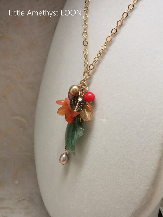 花形カーネリアン他*ネックレスの画像1枚目