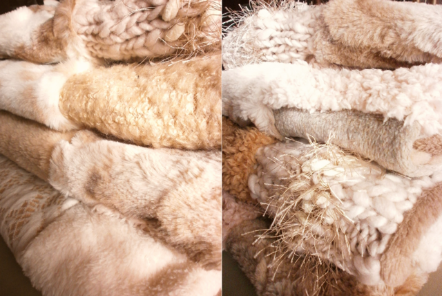 ベージュ グレージュ 手編み ふわふわスヌード ネックウォーマー 絵画