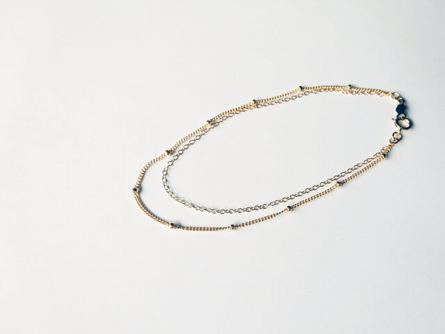 14KGF2連ステーション&アズキチェーンブレスレット | iichi 日々の