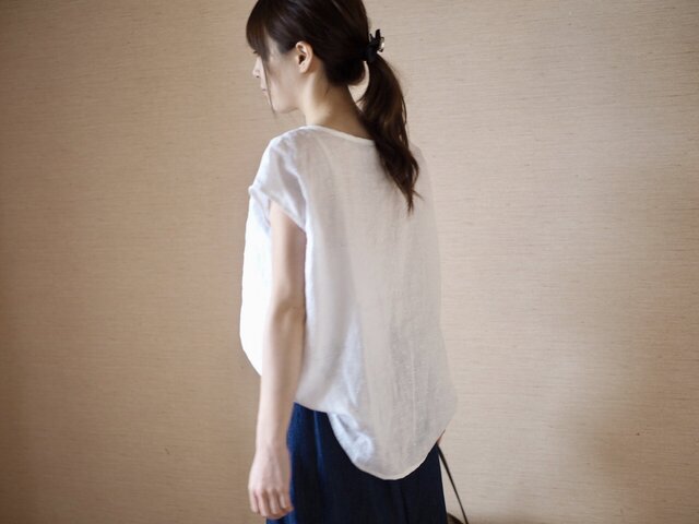 リネンレースフレンチブラウス 白 No.40-03の画像1枚目
