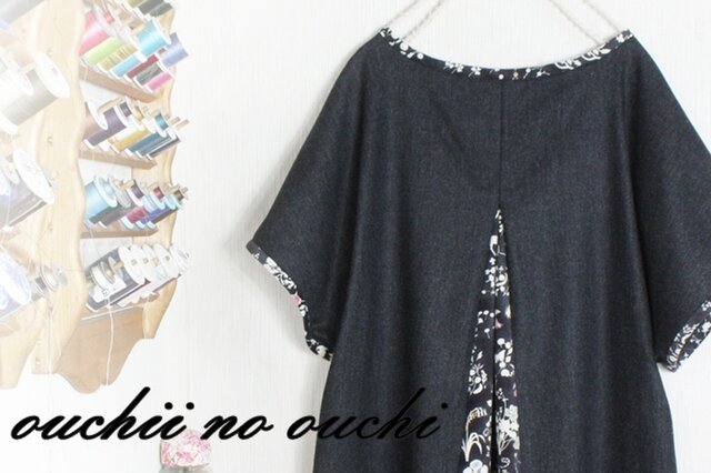 LIBERTYリバティ コーデュロイ&ウールカシミヤ混♪ ドルマンプルオーバーワンピの画像1枚目