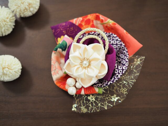 つまみ細工☆アンティークヘッドドレス☆ピンク系☆の画像1枚目