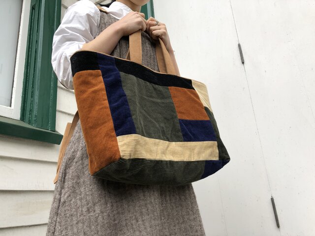コーデュロイ パッチワークトート ... No.02の画像1枚目