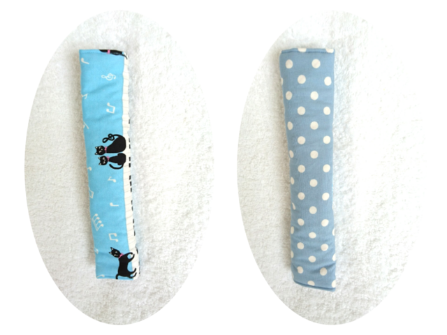 厚め!肩ひもカバー リバーシブル ねこ&ドットの画像1枚目