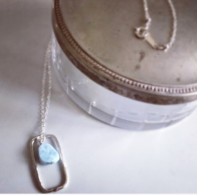 larimar*silver necklaceの画像1枚目
