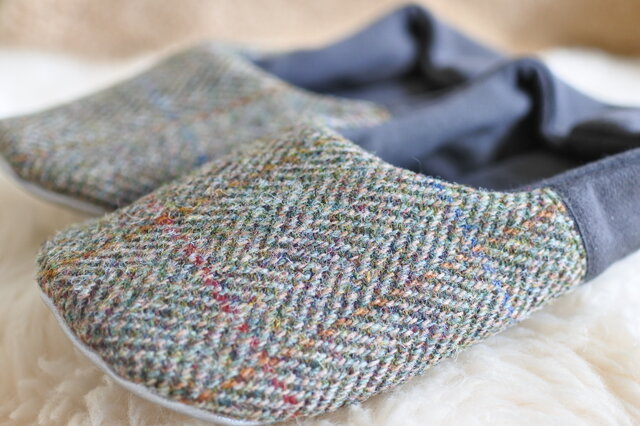 ハリスツイード Harris Tweed ウール&ジャージー ルームシューズの画像1枚目