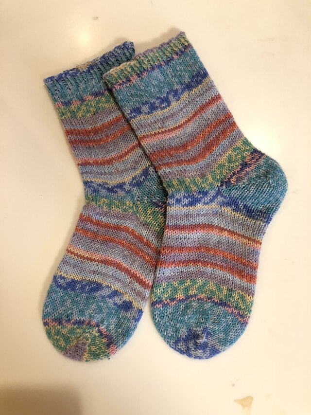 No.71送料込手編み靴下クロードモネの画像1枚目