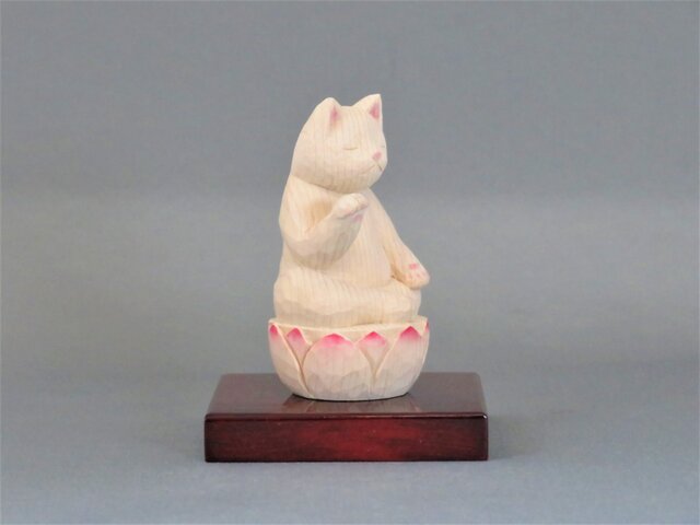作家様　arica aki様　木彫り　ねこ　鏡餅　木製　ハンドメイド 作家様 arica aki様 木彫り ねこ 鏡餅 木製 ハンドメイド