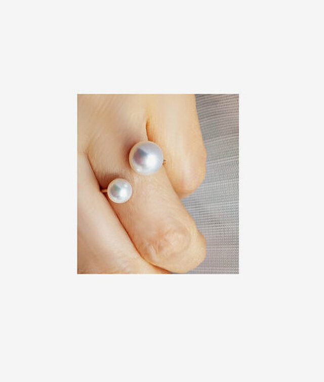749-r/18K.shiny-akoya-metallic-white : フリーサイズリングの画像1枚目