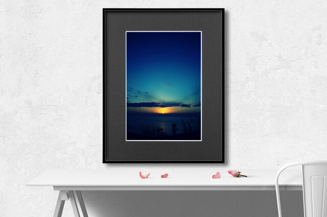 【額装写真】Sunrise Blue【A4 アートフォト】ウェルカムボード、メッセージボードへのオーダー承りますの画像1枚目