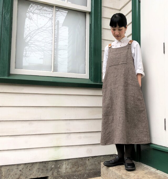 French linen × Shetland wool ワンピース ... No.02の画像1枚目
