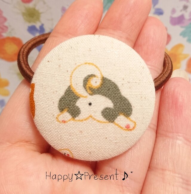 再販×2!黒柴の可愛いくるみボタンのヘアゴム❤✨③ 送料無料 柴犬 犬 大人可愛い プチギフト ラッピングの画像1枚目