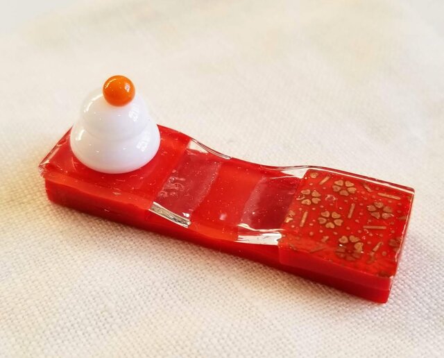 正月のお箸置き(鏡餅)朱の画像1枚目