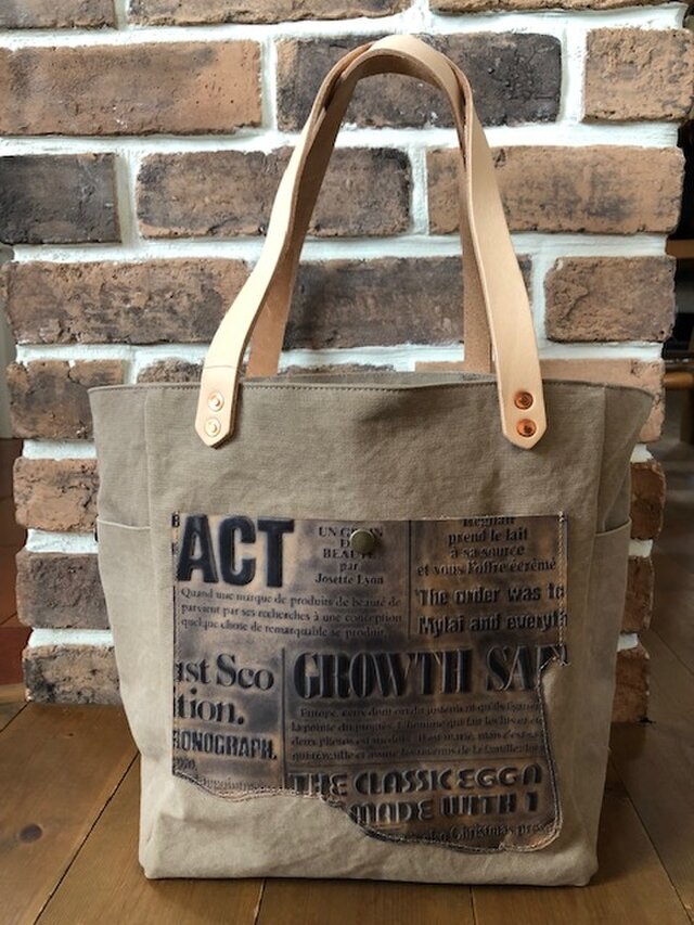 宅急便送料無料☆army duc square tote bag M beigeの画像1枚目