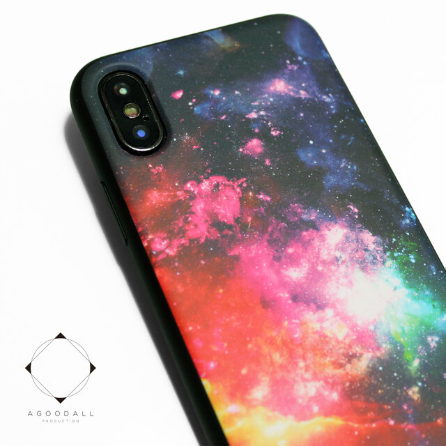 iphoneXSMAXケース / iphoneXSMAXカバー レザーケースカバー 宇宙 ギャラクシーの画像1枚目
