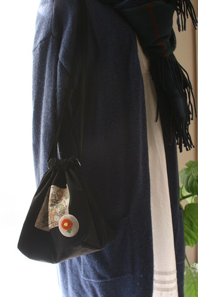 きんちゃくBAG(黒)の画像1枚目