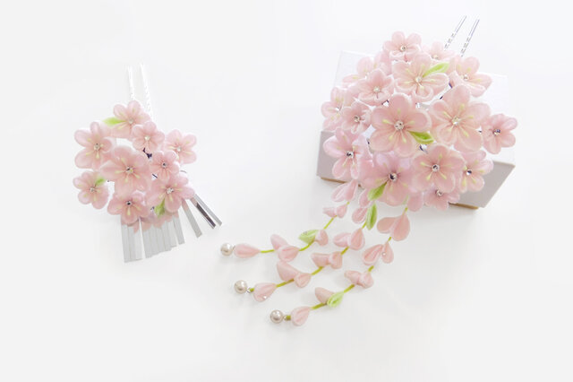 つまみ細工かんざしセット / 小桜の画像1枚目