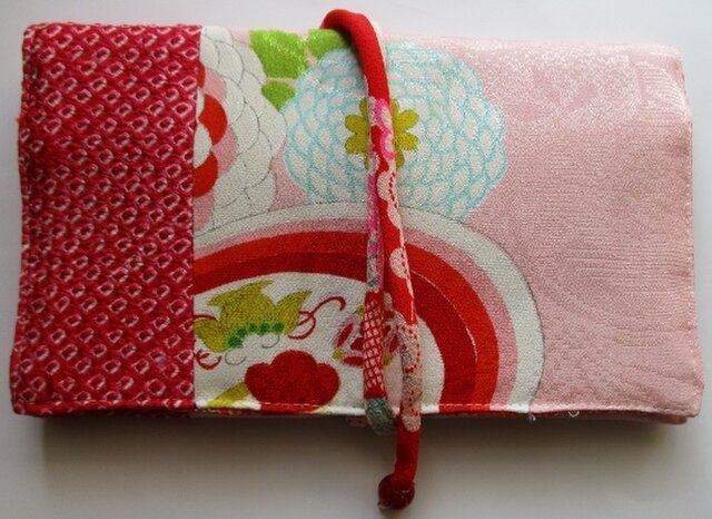 送料無料 絞りと花柄の着物で作った和風財布・ポーチ 4044の画像1枚目