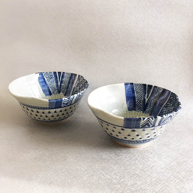 青模様鉢2個セットの画像1枚目