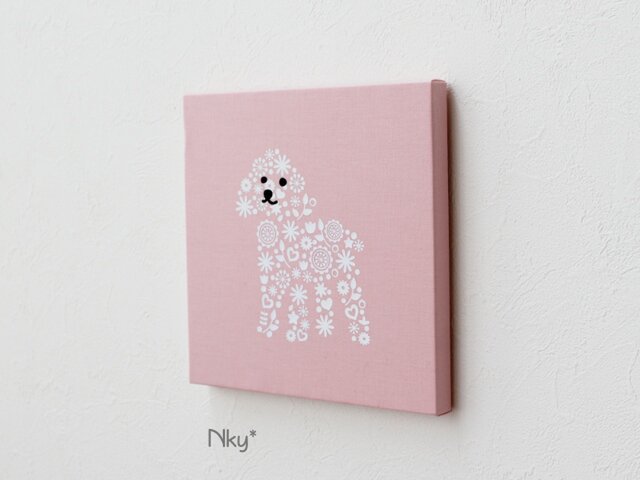 トイプードルのファブリックパネル M-707◇サーモン/白 | iichi 日々の