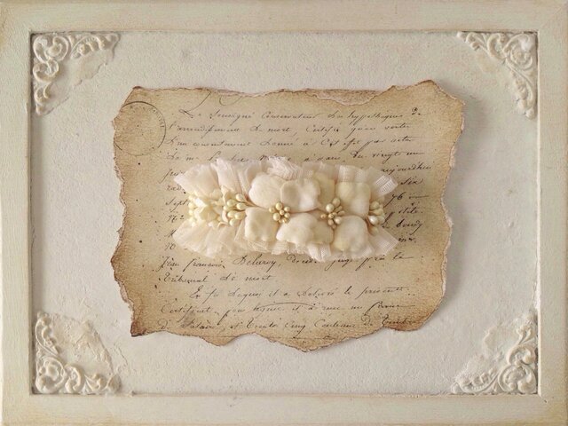 染め花の紫陽花バレッタ(オフホワイト)の画像1枚目