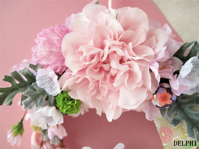 うさぎの雛祭りリース【アーティフィシャルフラワー】雛祭り 桃の節句