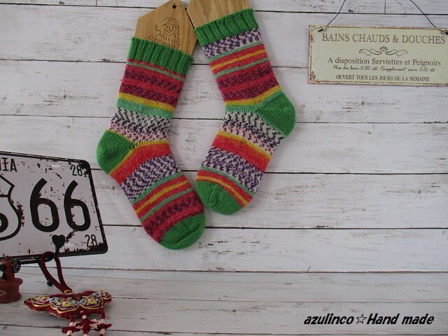 手編みソックス Opal Hundertwasser 2102 & Uni 1990の画像1枚目